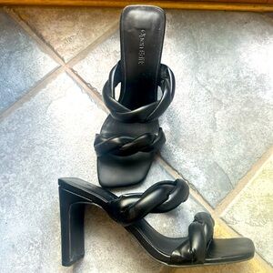 Black Braided Heeled Sandals